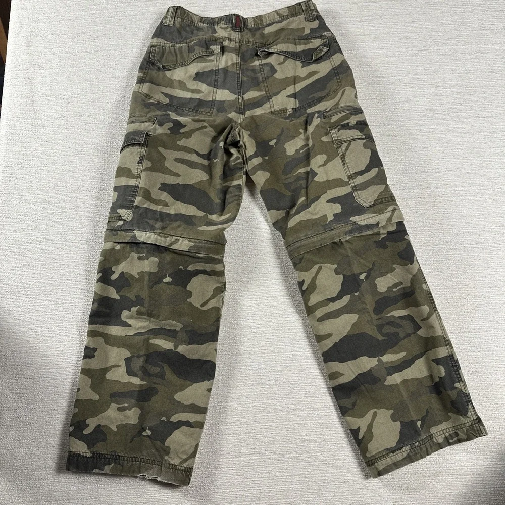 Boys Camo Cargo Convertible Pants 18 Y2K Utility Zip Off Grunge Old Navy Lined